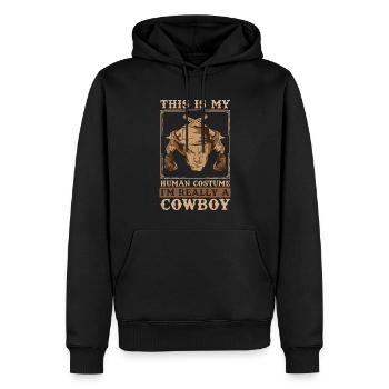 Das ist mein Kostüm eigentlich bin ich ein Cowboy - Männer Premium Bio Hoodie - Schwarz - Vorne - Nico (187cm)