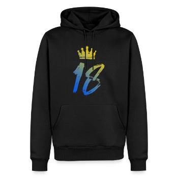 18 Zahl Krone - Männer Premium Bio Hoodie - Schwarz - Vorne - Nico (187cm)