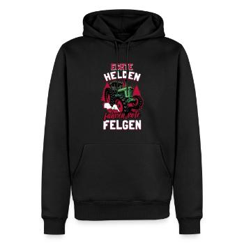 Landwirt Traktor Echte Helden Fahren Rote Felgen - Männer Premium Bio Hoodie - Schwarz - Vorne - Nico (187cm)