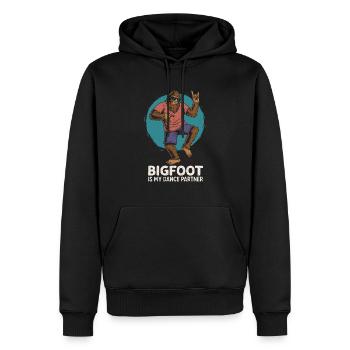 Tanzender Bigfoot im Retro-Stil - Männer Premium Bio Hoodie - Schwarz - Vorne - Nico (187cm)