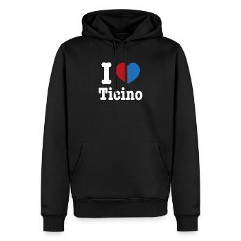 I love Ticino | Schweiz I Wappen | Liebe | Herz - Männer Premium Bio Hoodie - Schwarz - Vorne - Nico (187cm)