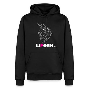 Liporn head, la Licorne olé olé By RHINOFEROS - Sweat à capuche Premium bio Homme - noir - Devant - Nico (187cm)