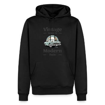 Vintage wheels modern feels. Vintage car design. - Men’s Premium Organic Hoodie - black - Front - Nico (187cm)