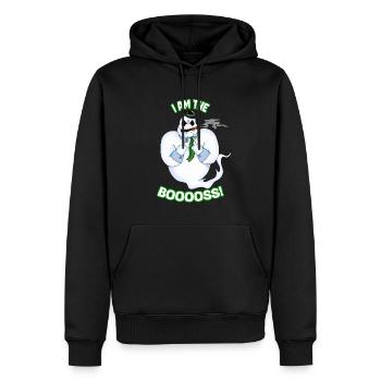 I Am The Booss Funny Halloween Boo Ghost Villain - Men’s Premium Organic Hoodie - black - Front - Nico (187cm)
