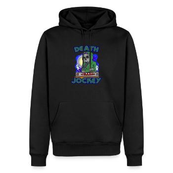 Death Jockey DJ Funny Spooky Skull Skeleton Humor - Men’s Premium Organic Hoodie - black - Front - Nico (187cm)