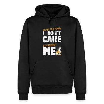 i don't care with funny cat - Men’s Premium Organic Hoodie - black - Front - Nico (187cm)