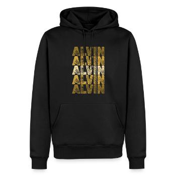 Vorname Alvin - Männer Premium Bio Hoodie - Schwarz - Vorne - Nico (187cm)