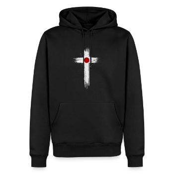 Japan Flagge Used Look Nihon Japanische Fahne - Männer Premium Bio Hoodie - Schwarz - Vorne - Nico (187cm)