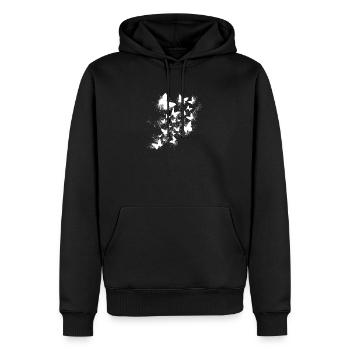 Papillons, aquarelle, peinture blanche, graffiti - Sweat à capuche Premium bio Homme - noir - Devant - Nico (187cm)
