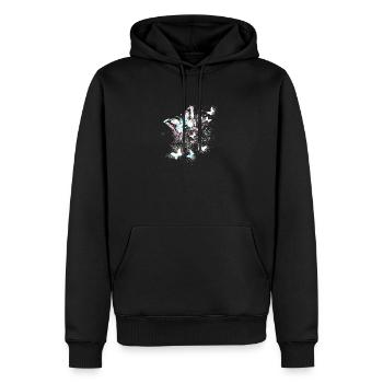 Papillon, aquarelle, coloré, peinture, graffiti - Sweat à capuche Premium bio Homme - noir - Devant - Nico (187cm)