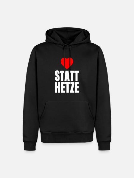 Herz statt hetze - Männer Premium Bio Hoodie - Schwarz