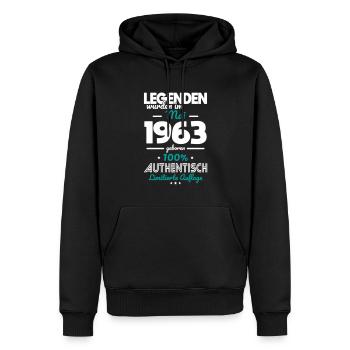 60. Geburtstag - Legenden wurden im Mai 1963 - Männer Premium Bio Hoodie - Schwarz - Vorne - Nico (187cm)