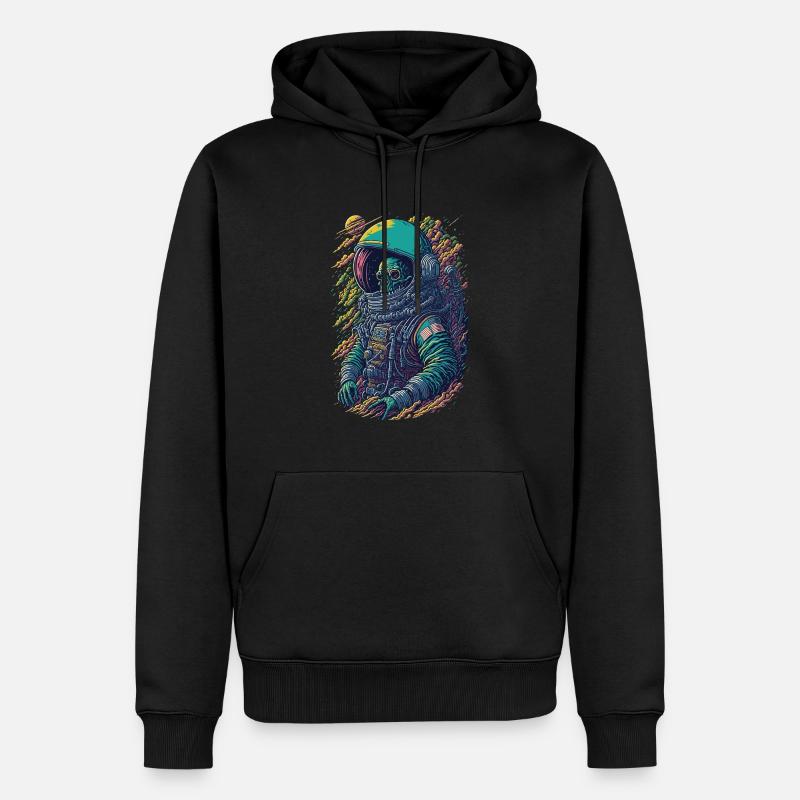 Illustration d’astronaute squelette - Sweat à capuche Premium bio Homme - noir