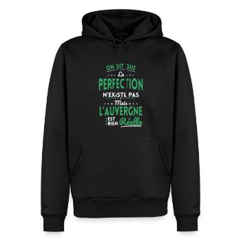 Perfection n'existe pas l'Auvergne est bien Réelle - Sweat à capuche Premium bio Homme - noir - Devant - Nico (187cm)
