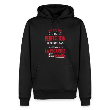 La Perfection n'existe pas la Picardie est Réelle - Sweat à capuche Premium bio Homme - noir - Devant - Nico (187cm)