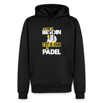 Ce dont j'ai besoin c'est de jouer au Padel - Sweat à capuche Premium bio Homme - noir - Devant - Nico (187cm)