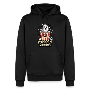Popcorn et conception de panique - Sweat à capuche Premium bio Homme - noir - Devant - Nico (187cm)