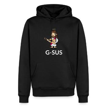 G-Sus (Jesus) - Männer Premium Bio Hoodie - Schwarz - Vorne - Nico (187cm)