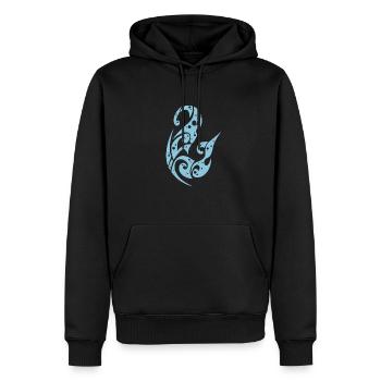 symbole maori, dessin hameçon - Sweat à capuche Premium bio Homme - noir - Devant - Nico (187cm)