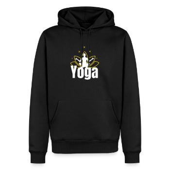 Yoga méditer - Sweat à capuche Premium bio Homme - noir - Devant - Nico (187cm)