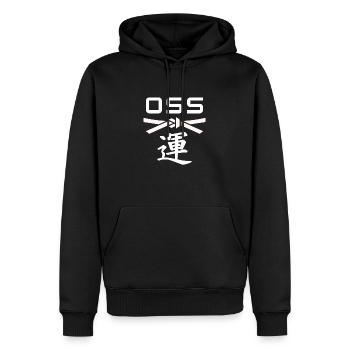 oss Karate - idee cadeau karate - Sweat à capuche Premium bio Homme - noir - Devant - Nico (187cm)