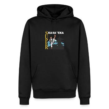 Super Karateka - idee cadeau karate - Sweat à capuche Premium bio Homme - noir - Devant - Nico (187cm)