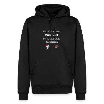 je ne suis pas parfait mais je suis basketteur - Sweat à capuche Premium bio Homme - noir - Devant - Nico (187cm)
