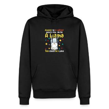 Be yourself unless you can be a lama - Men’s Premium Organic Hoodie - black - Front - Nico (187cm)