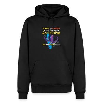 Soyez une pieuvre avec un dicton amusant - Sweat à capuche Premium bio Homme - noir - Devant - Nico (187cm)