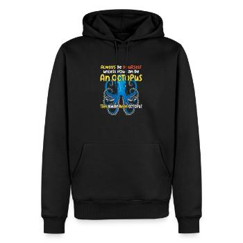 Soyez une pieuvre avec un dicton amusant - Sweat à capuche Premium bio Homme - noir - Devant - Nico (187cm)