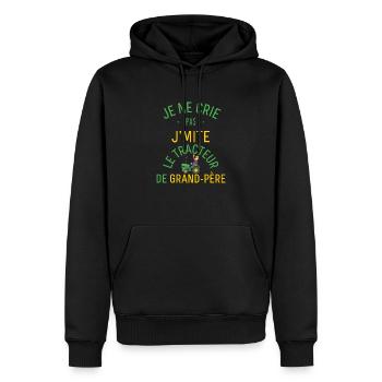 J'imite le Tracteur de Grand Père - Sweat à capuche Premium bio Homme - noir - Devant - Nico (187cm)