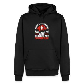Suisse suisse - Sweat à capuche Premium bio Homme - noir - Devant - Nico (187cm)