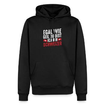 Suisse suisse - Sweat à capuche Premium bio Homme - noir - Devant - Nico (187cm)