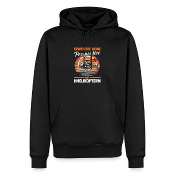 Pilot Hubschrauber Helikopter - Männer Premium Bio Hoodie - Schwarz - Vorne - Nico (187cm)