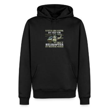 Pilot Hubschrauber Helikopter - Männer Premium Bio Hoodie - Schwarz - Vorne - Nico (187cm)