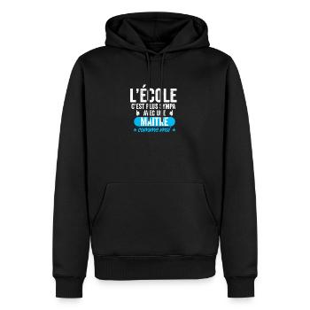 l'école c'est plus sympa avec un maitre comme moi - Sweat à capuche Premium bio Homme - noir - Devant - Nico (187cm)