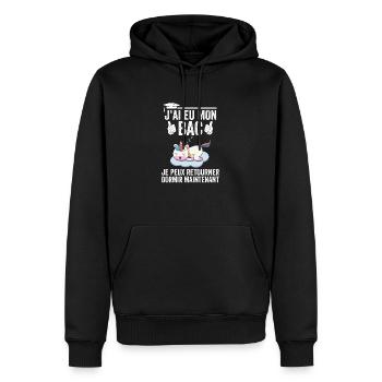 baccalauréat 2024 cadeau félicitation bac licorne - Sweat à capuche Premium bio Homme - noir - Devant - Nico (187cm)