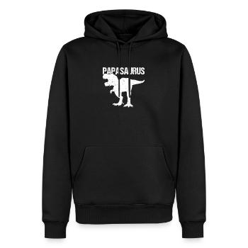Papa Père Dino Dinosaure Papasaurus - Sweat à capuche Premium bio Homme - noir - Devant - Nico (187cm)