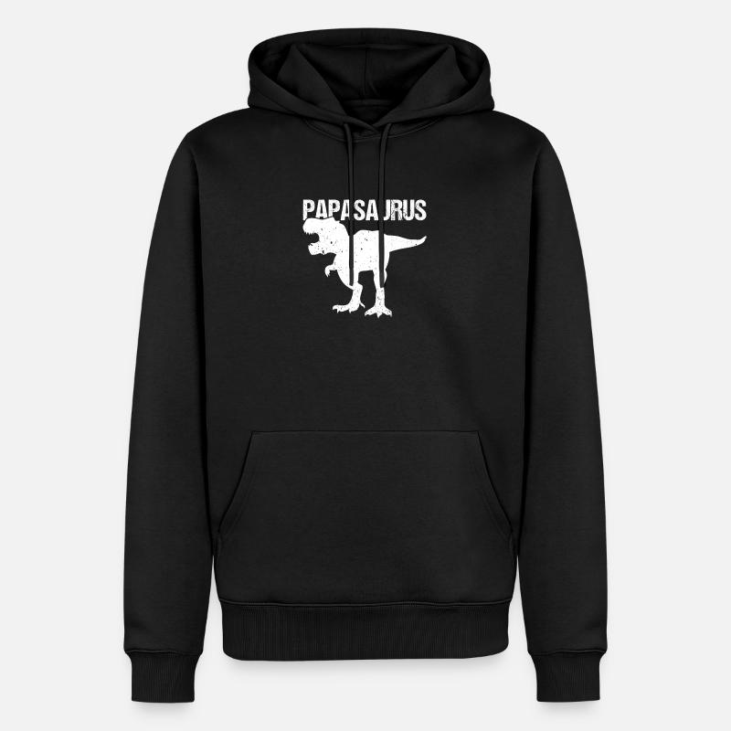 Papa Vater Dino Dinosaurier Papasaurus - Männer Premium Bio Hoodie - Schwarz