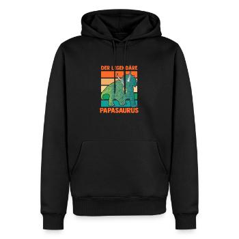 Papa Père Dino Dinosaure Papasaurus - Sweat à capuche Premium bio Homme - noir - Devant - Nico (187cm)