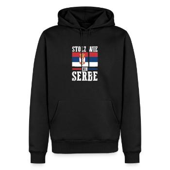 Serbe Serbe Serbie - Sweat à capuche Premium bio Homme - noir - Devant - Nico (187cm)