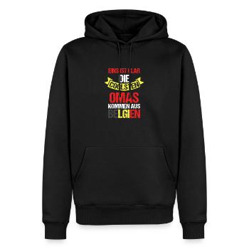 Belgier Oma Großmutter Belgien - Männer Premium Bio Hoodie - Schwarz - Vorne - Nico (187cm)