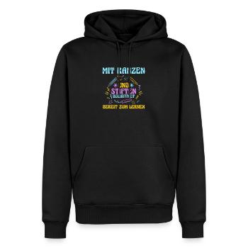 Kita Abgänger Schulanfang Schulkind Dino Einschulu - Männer Premium Bio Hoodie - Schwarz - Vorne - Nico (187cm)