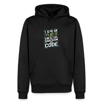 Ich Spreche Drei Sprachen Englisch, Sarkasmus-code - Männer Premium Bio Hoodie - Schwarz - Vorne - Nico (187cm)