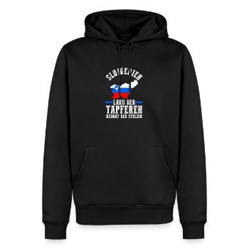 Slovènes Slovénie - Sweat à capuche Premium bio Homme - noir - Devant - Nico (187cm)