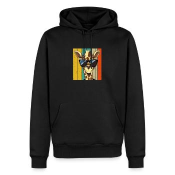 Girafe Faune Vintage Rétro - Sweat à capuche Premium bio Homme - noir - Devant - Nico (187cm)