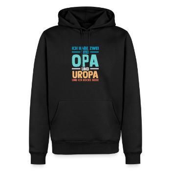 J’ai deux titres : Papy et Arrière-Grand-Pa - Sweat à capuche Premium bio Homme - noir - Devant - Nico (187cm)