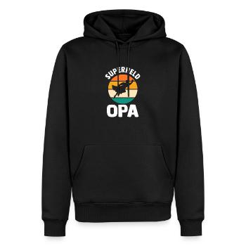 Papy Papy - Sweat à capuche Premium bio Homme - noir - Devant - Nico (187cm)