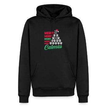 Père Noël Fête de Noël Noël Chats - Sweat à capuche Premium bio Homme - noir - Devant - Nico (187cm)