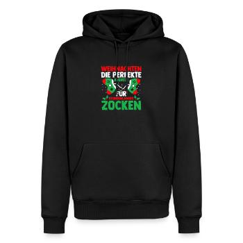 Père Noël Gaming Noël Noël - Sweat à capuche Premium bio Homme - noir - Devant - Nico (187cm)